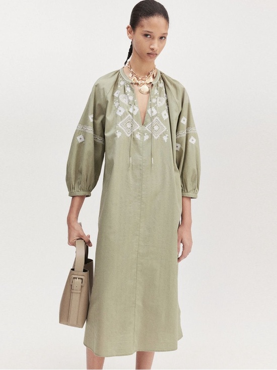 Dresses & Skirts - H&M Cotton Embroidered Midi Dress